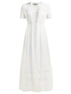 Matchesfashion.com Self-portrait - Lace Insert Cotton Plumetis Cover Up - Womens - Ivory