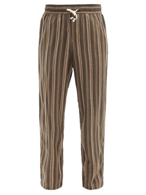 Matchesfashion.com Smr Days - Striped Cotton Trousers - Mens - Brown Multi