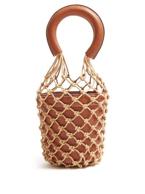 Matchesfashion.com Staud - Moreau Mini Macram And Leather Bucket Bag - Womens - Tan