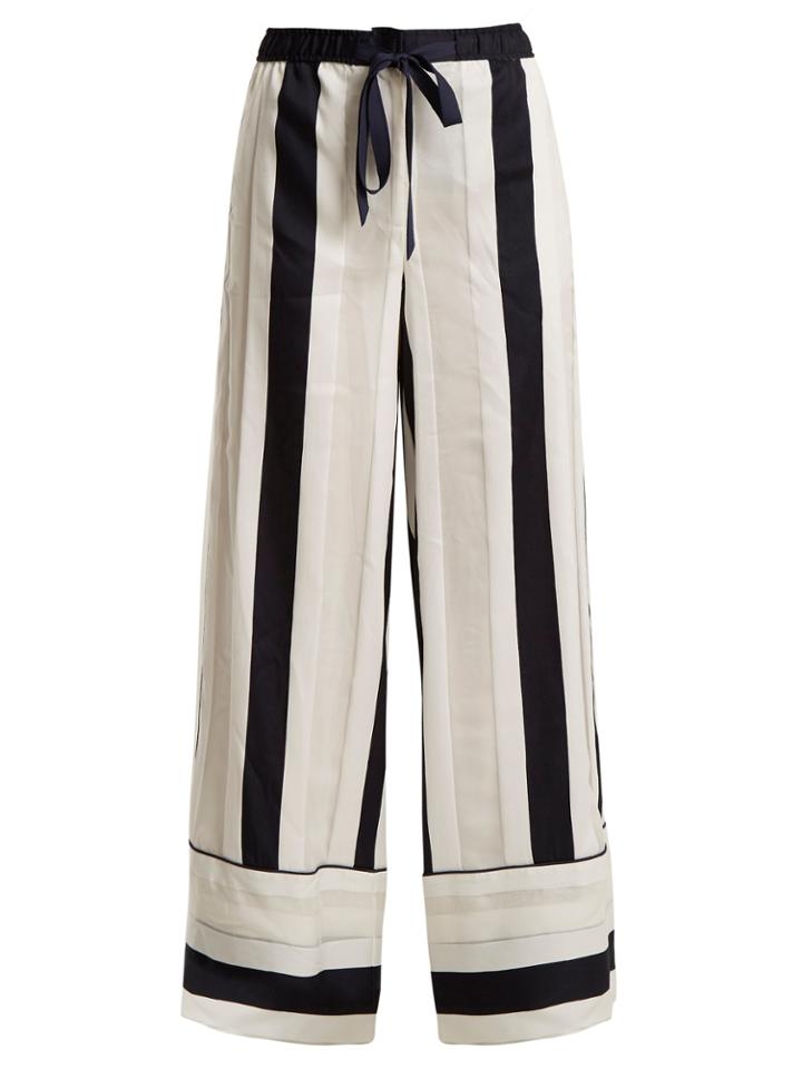 Adam Lippes Striped-jacquard Trousers