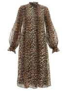 Matchesfashion.com Ganni - Leopard Print Pliss Georgette Dress - Womens - Leopard