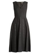 Bottega Veneta Embroidered V-neck Linen-blend Dress