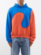 Erl - Swirl-stitch Cotton-blend Hooded Sweatshirt - Mens - Blue Orange
