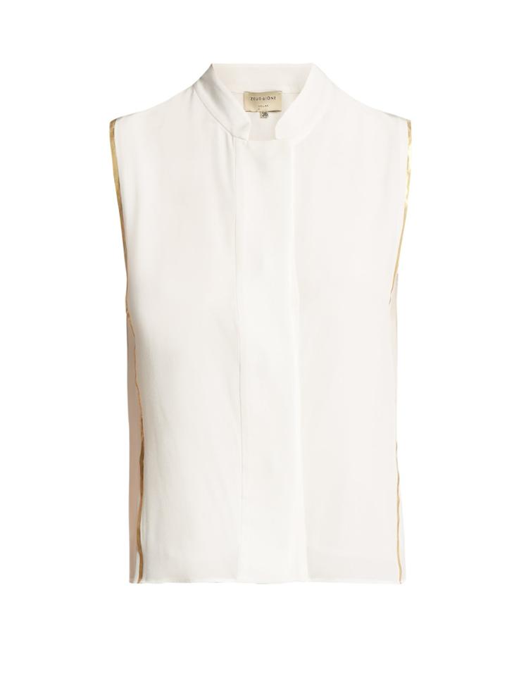 Zeus + Dione Aria Lam-trimmed Silk Shirt