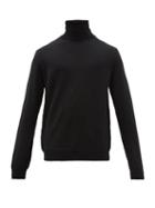 Matchesfashion.com Balenciaga - Bb Intarsia Roll Neck Virgin Wool Sweater - Mens - Black Red