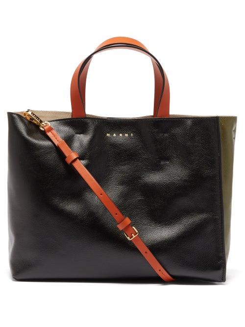 Marni - Museo Leather Tote Bag - Womens - Black Multi