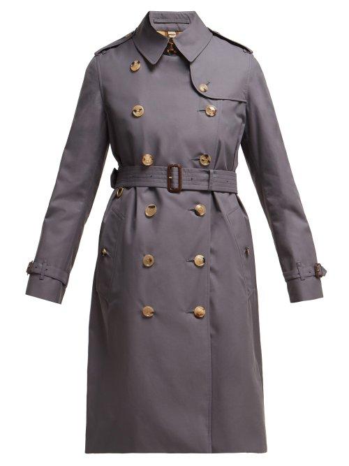 Matchesfashion.com Burberry - Kensington Long Cotton Gabardine Trench Coat - Womens - Grey