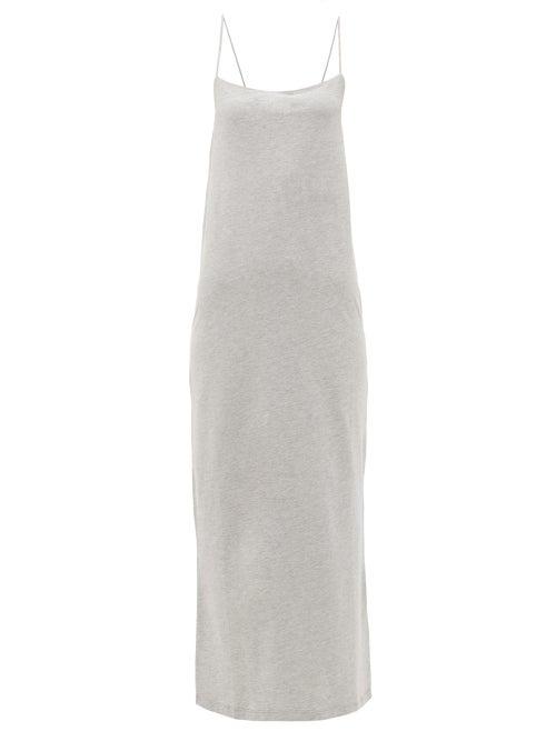 Matchesfashion.com Raey - Square-neck Cotton-blend Jersey Slip Dress - Womens - Grey