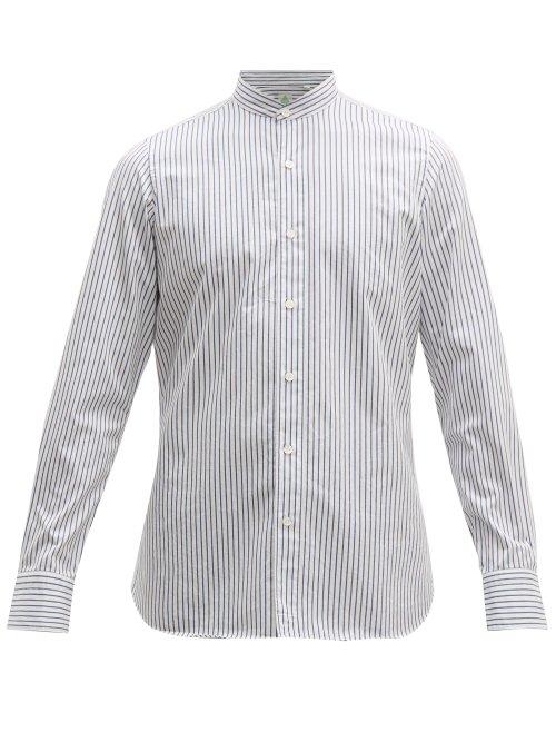 Matchesfashion.com Finamore 1925 - Gaeta Striped Cotton Poplin Shirt - Mens - Blue Multi