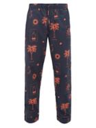 Matchesfashion.com Desmond & Dempsey - La Loteria Printed Cotton Pyjama Trousers - Mens - Red Navy