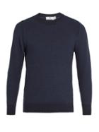 Matchesfashion.com Inis Mein - Crew Neck Linen And Cotton Blend Sweater - Mens - Navy