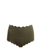 Matchesfashion.com Marysia - Santa Monica Scallop Edge High Rise Bikini Bottoms - Womens - Khaki