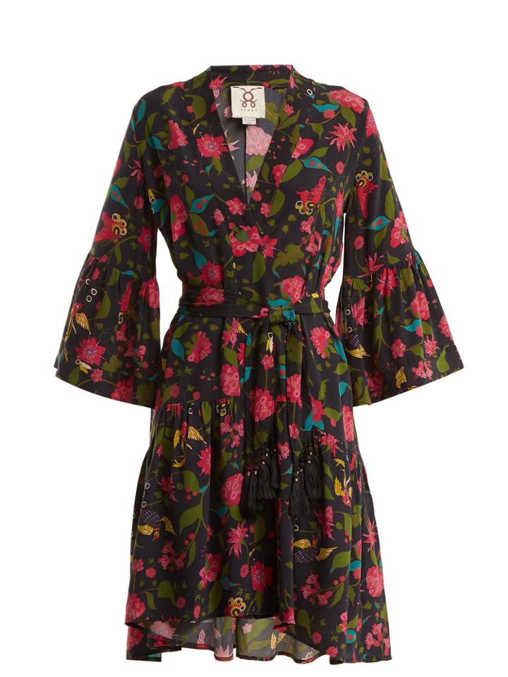 Figue Caroline Floral-print Silk Wrap Dress