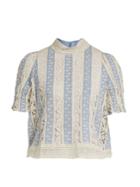 Sea Column Embroidered-lace Cotton Top