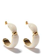 Aurlie Bidermann - Marlne Enamelled 18k Gold-plated Hoop Earrings - Womens - Ivory
