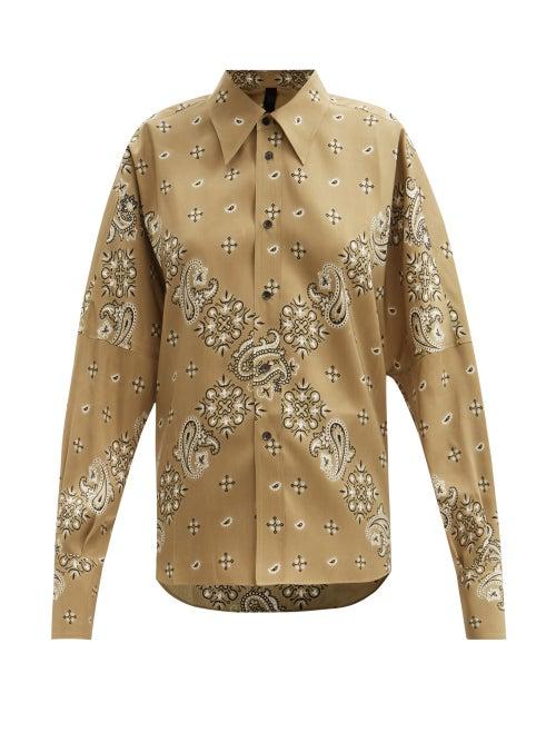 Petar Petrov - Colette Bandana-print Silk Blouse - Womens - Khaki