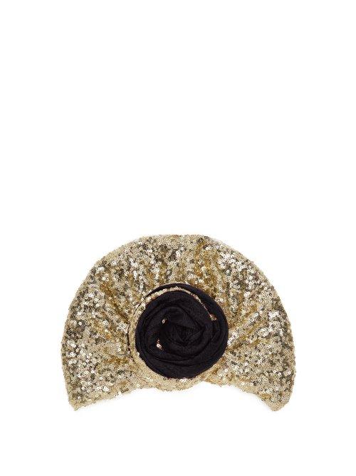 Matchesfashion.com Julia Clancey - Edith Glitz Sequinned Silk Blend Turban - Womens - Black