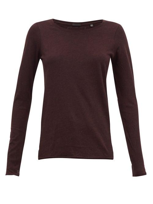 Matchesfashion.com Atm - Heather Cotton-blend Jersey Long-sleeved T-shirt - Womens - Burgundy