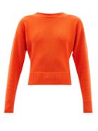 Valentino - Logo-intarsia Cropped Cashmere Sweater - Womens - Orange
