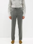 Brioni - Pleated Wool Trousers - Mens - Green