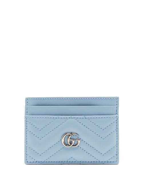 Matchesfashion.com Gucci - Gg Marmont Leather Cardholder - Womens - Light Blue