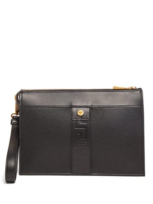Matchesfashion.com Versace - Medusa Large Leather Pouch - Mens - Black