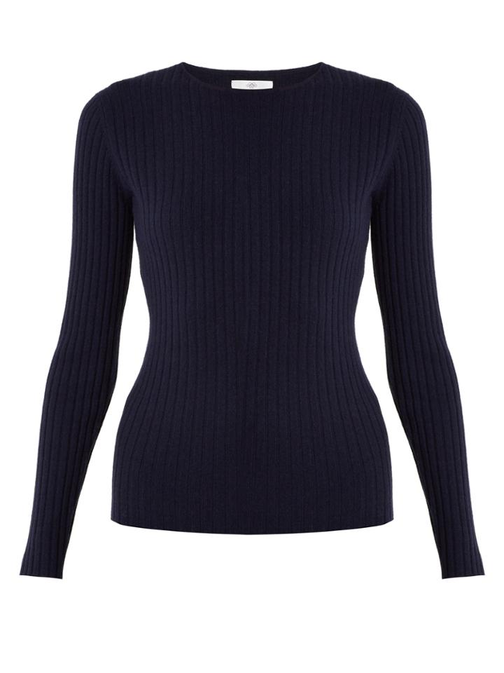 Allude Round-neck Ribbed-knit Cashmere Sweater