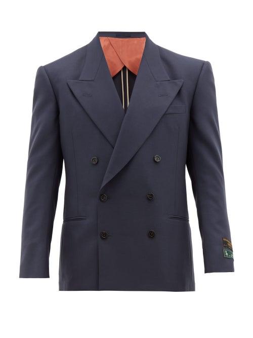 Matchesfashion.com Gucci - Double-breasted Peak-lapel Jacket - Mens - Navy