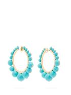 Matchesfashion.com Aurlie Bidermann - Ana Bead Embellished Hoop Earrings - Womens - Blue