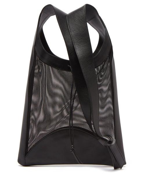 Hereu - Salabre Leather And Mesh Cross-body Bag - Womens - Black