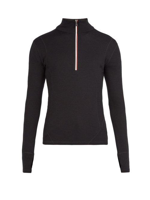 Matchesfashion.com Moncler Grenoble - Half Zip Wool Baselayer Top - Mens - Black