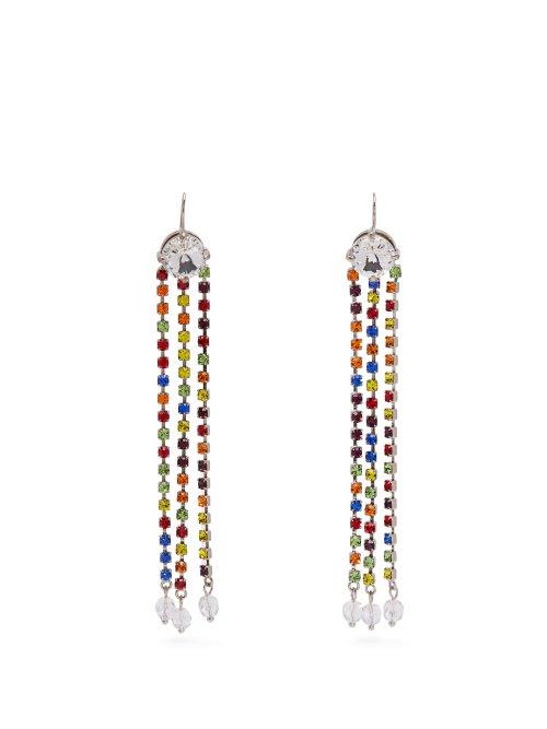Matchesfashion.com Miu Miu - Crystal Embellished Tassel Drop Earrings - Womens - Multi