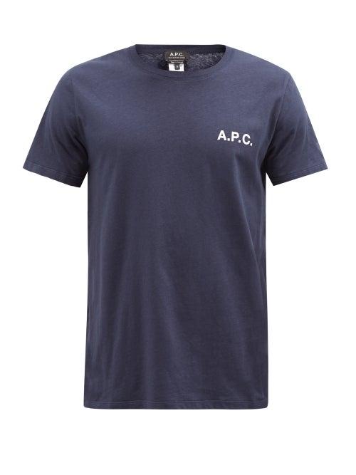 A.p.c. - Logo-print Jersey T-shirt - Mens - Dark Navy