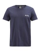 A.p.c. - Logo-print Jersey T-shirt - Mens - Dark Navy