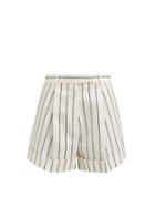Matchesfashion.com Odyssee - Jeanne Striped Cotton Shorts - Womens - Cream
