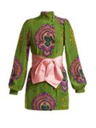 Matchesfashion.com Gucci - Treasure Print Silk Crepe De Chine Top - Womens - Green Print