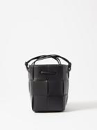 Bottega Veneta - Cassette Mini Intrecciato Leather Bucket Bag - Womens - Black