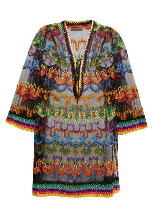 Matchesfashion.com Missoni Mare - Embroidered Multicoloured Kaftan - Womens - Black Multi