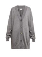 Matchesfashion.com Maison Margiela - Oversized Wool Cardigan - Womens - Grey