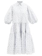 Cecilie Bahnsen - Amy Gathered Cotton-poplin Dress - Womens - White Multi