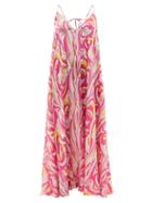 Ladies Beachwear Emilio Pucci - Vortici-print Silk Maxi Dress - Womens - Pink Print