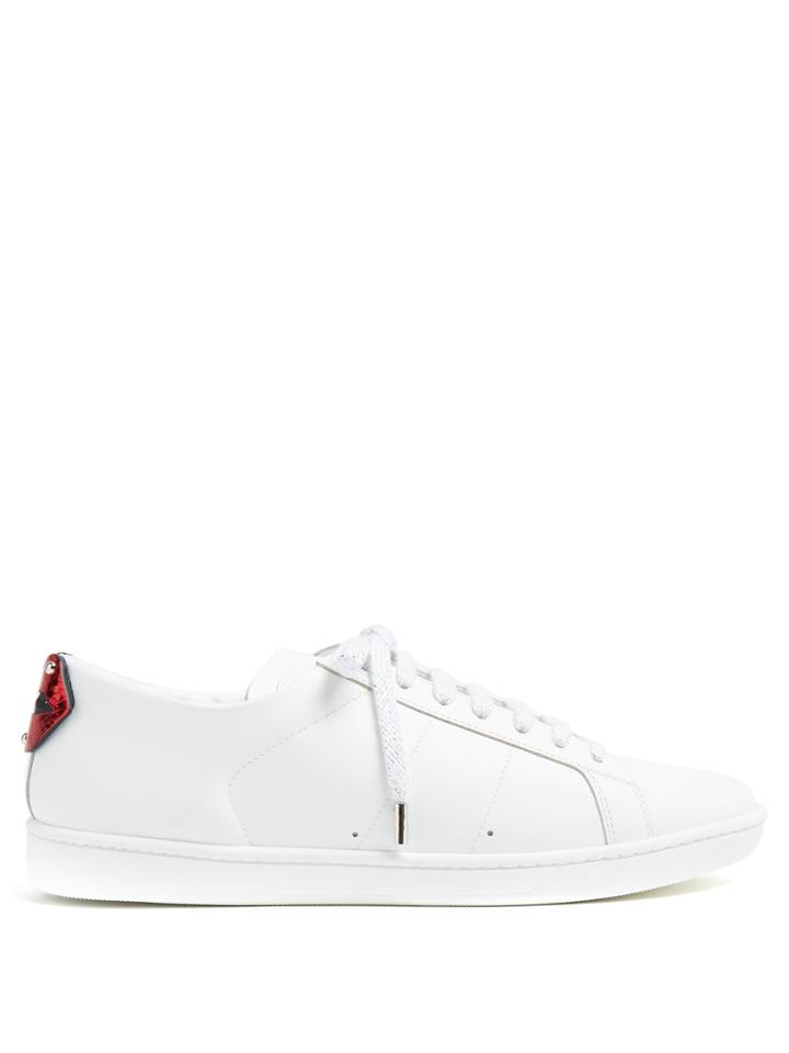 Saint Laurent Court Classic Snakeskin-patch Leather Trainers
