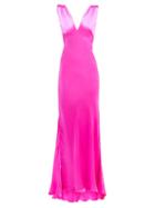 Matchesfashion.com Maria Lucia Hohan - Derya Fluted Hem Silk Satin Gown - Womens - Pink