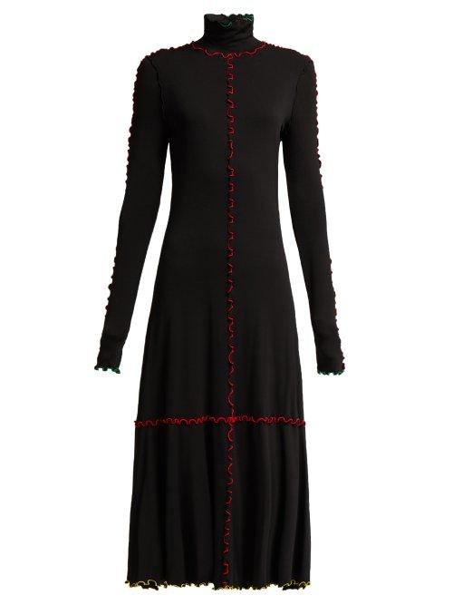 Matchesfashion.com Proenza Schouler - Ruffle Trimmed Jersey Midi Dress - Womens - Black