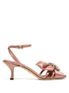 Matchesfashion.com Dolce & Gabbana - Kiera Crystal Brooch Satin Sandals - Womens - Pink
