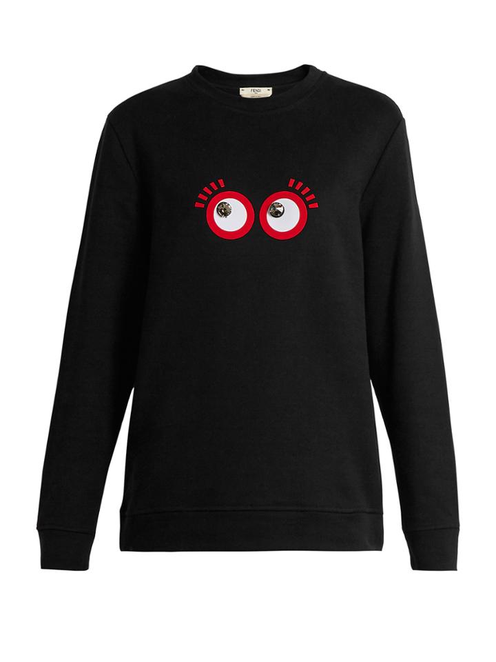 Fendi Hypnoteyes-appliqu Cotton Sweatshirt