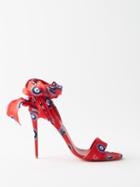 Christian Louboutin - Sandale Du Dsert 100 Bow-tied Leather Sandals - Womens - Red Multi