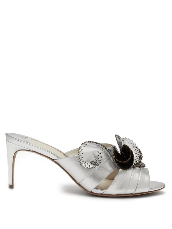 Sophia Webster Soleil Laser-cut Ruffle Leather Mules