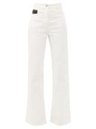 Matchesfashion.com Paco Rabanne - High-rise Kick-flare Jeans - Womens - White