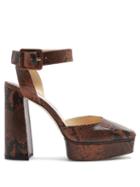 Matchesfashion.com Jimmy Choo - Jinn 125 Python-effect Leather Platform Sandals - Womens - Tan